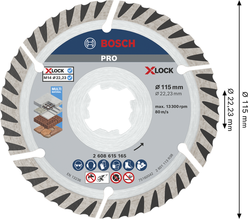 Bosch PRO Multi Material Diamond Disc 115 mm X-Lock.