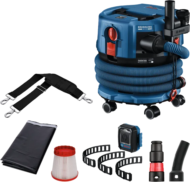 Bosch GAS 18V-12 cordless wet and dry vacuum set.