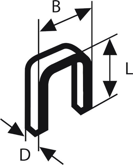 Bosch PRO NC18 narrow crown staple TK40 15G diagram.