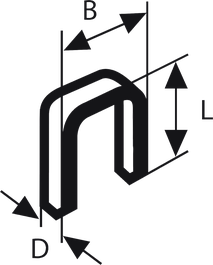 Bosch PRO NC18 Narrow Crown Staples 15G with labeled dimensions.