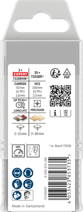 Bosch jigsaw blades T101BR and EXPERT T128BHM for laminate.