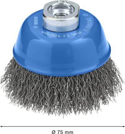 Bosch Metal Clean Cup Brush 75 mm for angle grinders.