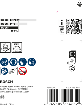 Bosch Metal Clean Cup Brush 75 x 0.3 mm for angle grinders.