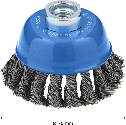 Bosch Metal Heavy Cup Brush 75 mm for angle grinders.