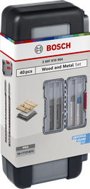Bosch 40-piece wood and metal jigsaw blade set in case.