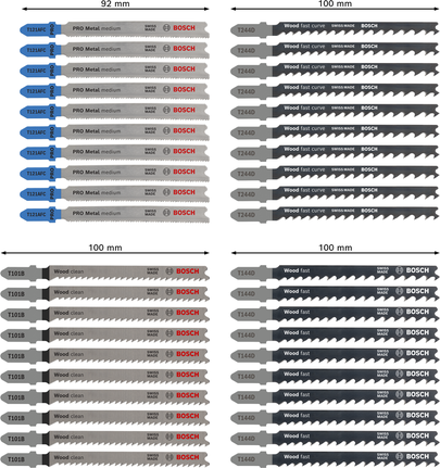 Bosch wood and metal jigsaw blade set, 40 pieces.