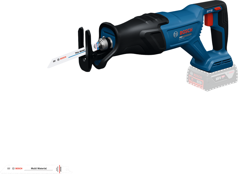 Bosch GSA 18V-28 reciprocating saw with blade.