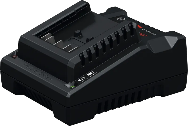 Bosch GAL 18V-40 battery charger with status indicator.