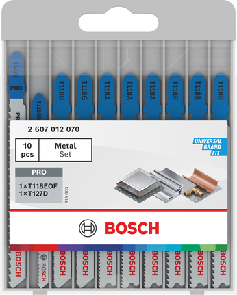 Bosch metal jigsaw blade set 10 pcs for cutting metal.