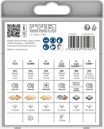 Bosch Wood and Metal Jigsaw Blade Advanced Set, 10 pieces.