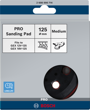 Bosch PRO Sanding Pad medium 125 mm for GEX 12V-125 and 18V-125.