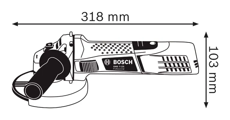 Angle grinder dimensions.