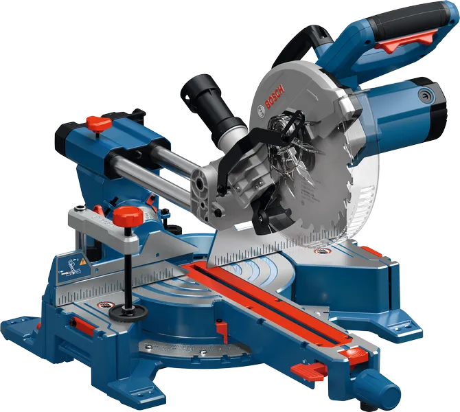Bosch GCM305-216S mitre saw with sliding rail.