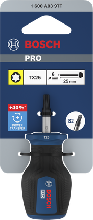 Bosch PRO Stubby Screwdriver TX25 with extra power transfer.