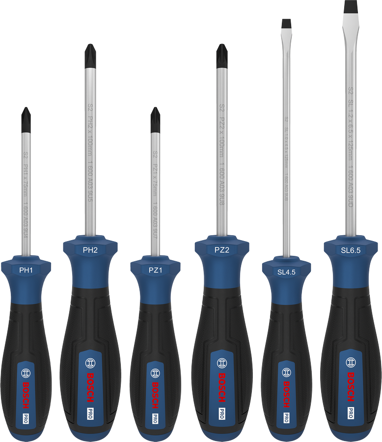 PRO Screwdriver PH/PZ/SL Set, 6 pcs