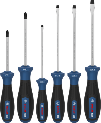 Bosch PRO Screwdriver Set PZ/SL 6 pcs with S2 shafts.