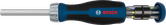 Bosch bit ratchet screwdriver with 12-piece bit magazine.