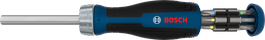Bosch bit ratchet screwdriver with 12-piece bit magazine.