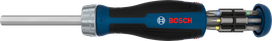 Bosch bit ratchet screwdriver with 12-piece bit magazine.