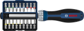 Bosch bit ratchet screwdriver set with 18 interchangeable bits.