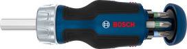 Bosch stubby bit ratchet screwdriver with 6 bit magazine.