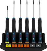 Bosch PRO Precision Screwdriver Set TX/TH/H, 6 pcs with color-coded handles.