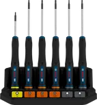 Bosch PRO Precision Screwdriver Set TX/TH/H, 6 pcs with color-coded handles.