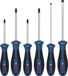 Bosch screwdriver set PH/PZ/SL, chrome vanadium shafts.