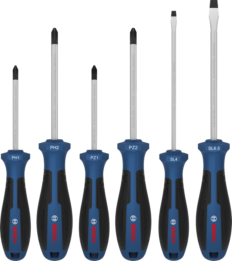 Screwdriver Set, PH/PZ/SL, 6 pcs