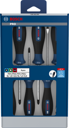 PRO Screwdriver PH/PZ/SL Set, 6 pcs