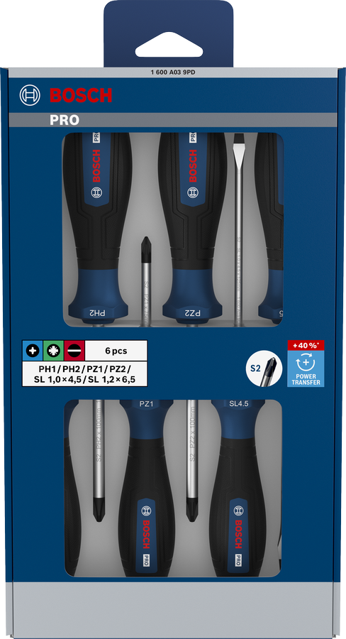 PRO Screwdriver PH/PZ/SL Set, 6 pcs