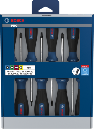 Bosch PRO Screwdriver Set 8 pcs S2 shaft anti roll-off.