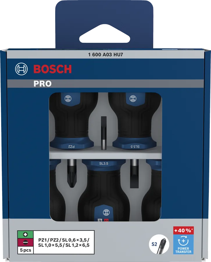 PRO Stubby Screwdriver PZ/SL Set , 5 pcs