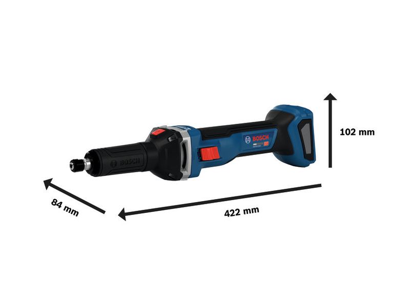 Bosch GGS18V-28LS cordless straight grinder.