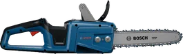 Bosch GKE18V-30 cordless chainsaw, ergonomic handle.
