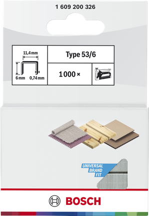 Bosch Fine Wire Staples Type 53/6, 1000 pack.