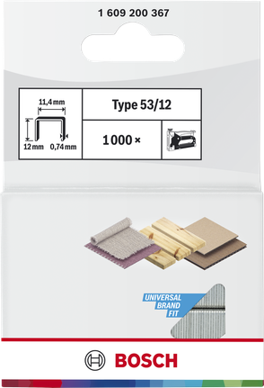 Bosch Type 53/12 fine wire staples 12mm for universal fit.