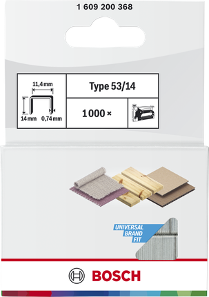 Bosch Fine Wire Staples Type 53/14 for universal fit.
