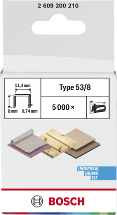 Bosch fine wire staples Type 53/8, 5000 pack for staplers.