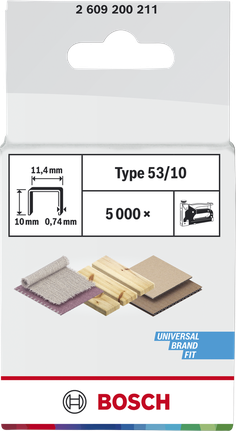 Bosch Fine Wire Staples Type 53/10 for universal staplers.