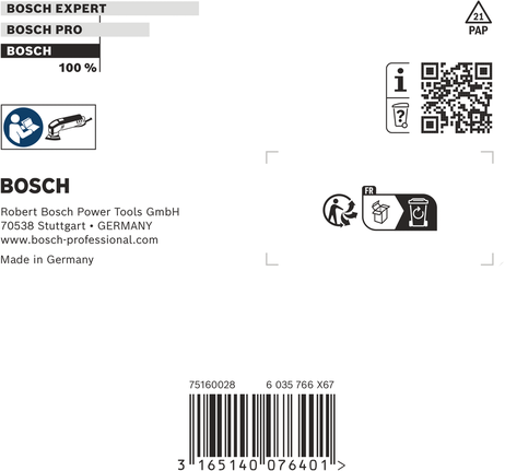 Bosch sanding plate accessory packaging.