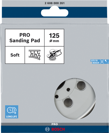 Bosch PRO Sanding Pad soft 125 mm with 8 holes.
