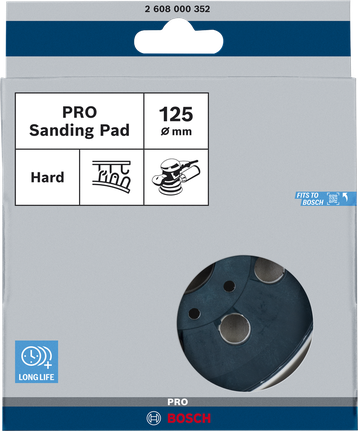 Bosch PRO Sanding Pad hard 125 mm with 8 holes.