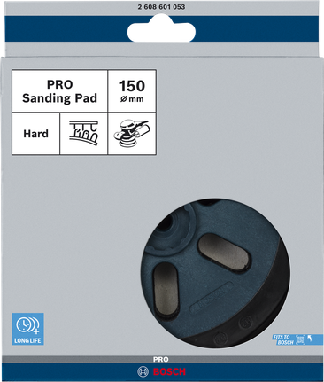 Bosch PRO Sanding Pad hard 150 mm for long life.