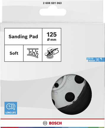 Bosch soft sanding pad 125 mm for orbital sanders.