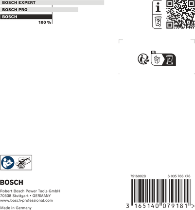 Bosch 115mm medium-hard sanding pad with 8 holes.