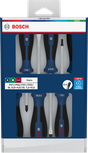 Bosch 6-piece screwdriver set with chrome vanadium shafts.