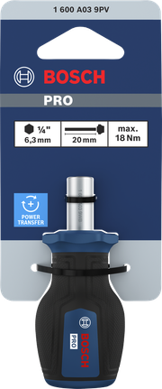 Bosch PRO Stubby Bit Screwdriver with 20 mm shaft.