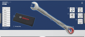 Bosch ratchet combination wrench set 8-19 mm with storage bag.