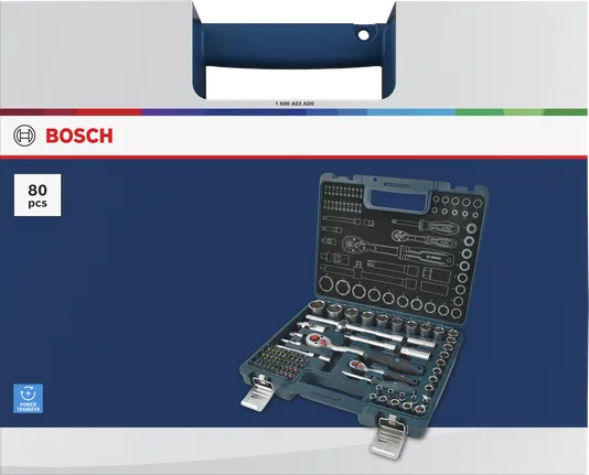 Bosch 1/4" + 1/2" ratchet set 80 pcs in case.